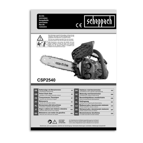 Scheppach CSP2540 Chainsaw Instruction Book Printed Manual