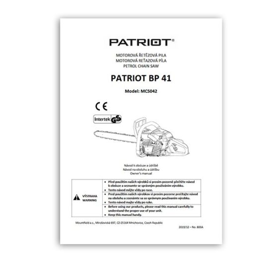 Patriot BP41 MCS042 Chainsaw Instruction Book Printed Manual